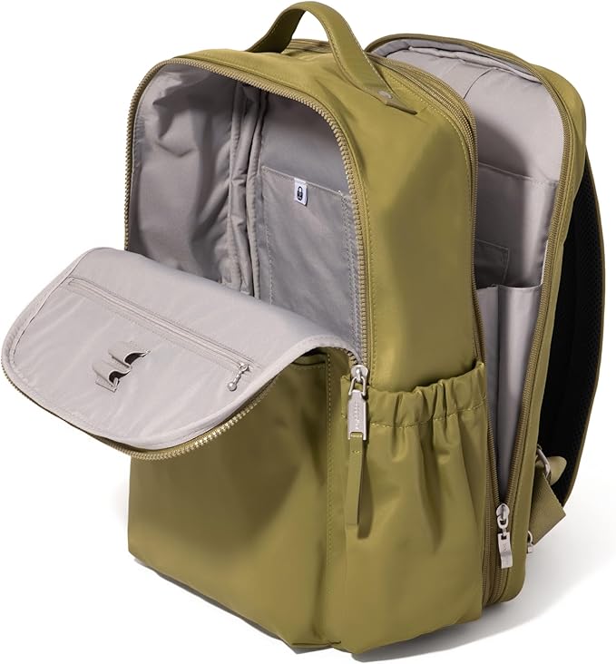 Baggallini Tribeca Expandable Laptop Backpack - 15"x11" Lightweight RFID Computer Bag for Work & Travel with Luggage Sleeve