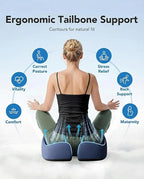 HUANUO Ergonomic Seat Cushion for Office Chair, Extra Large Car Seat Cushion, Tailbone and Back Support, Cooling Gel Enhanced, 4-Zone Pressure Relief Chair Cushions for Office, Car, Wheelchair