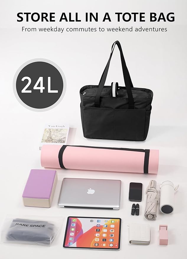 Women's Tote Bag with Zipper - Yoga Nurse Work Laptop Gym Dance Travel Diaper Bag with Compartments Multi Pocket