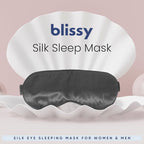 Blissy Silk Sleep Mask - Eye Sleeping Mask for Women & Men for Total Blackout - 100% Pure Mulberry Silk, 22 Momme 6a Fibers - Blindfold Sleep Mask Side Sleeper Eye Cover (Grey)