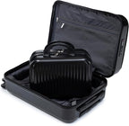 GDFStudio 14/20 Inch 2 Piece Luggage Set with Front Opening Design, ABS Hard Shell Spinner Suitcase with Combination Lock,360° Silent Wheels, Retractable Handle, and 14” Portable Cosmetic Case,Black