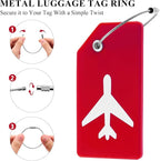 5 Pack Silicone Luggage Tag for Suitcases with Stainless Loop, TSA Approved, Privacy Protection Travel Essentials Bag Tags by Gostwo, Red
