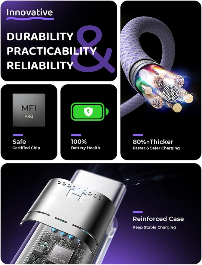 LISEN USB C Cable, 3-Pack [3.3/6.6/10FT] USBC to USBC Cable for iPhone 16e 15 Pro Max Charger Cord, 60W (3.1A) C to C Cable Fast Charging for Samsung S25/S24/23, Switch 2, iPad, MacBook