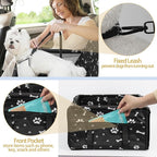 Dog Car Seat Foldable Dog Car Booster Seat Waterproof Breathable Oxford Travel Bag for Small to Medium Dogs, Puppies, and Pets-Pattern Black-Upgrade