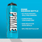 PRIME 32 oz Blue Squeeze Sports Water Bottle, BPA Free, Dishwasher Safe, Easy-Grip Ergonomic Leakproof Design, Fast Hydration for Gym, Cycling, Running