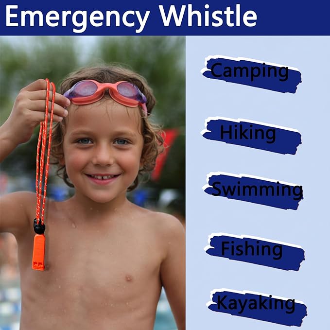 Amzonly Emergency Whistle, 120db Safety Whistle Survival Shrill Loud for Camping Hiking Hunting Boating Fishing Life Vest Jacket Rescue Signaling Kids Lifeguard 5 Pack