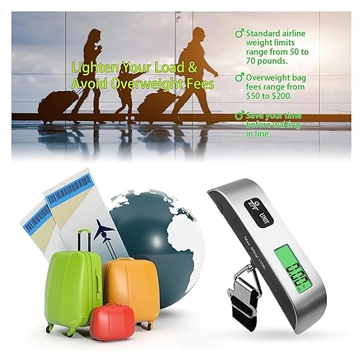Luggage Weight Scale, 50kgx10g Digital Scale Portable LCD Display Mini Hanging Electronic Luggage Suitcase Travel Bag Weight Balance,for Travel