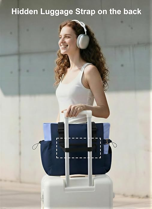 LOVEVOOK Tote Bag for Women, Puffy Work Tote with Large Cup Holder, Quilted Laptop Bag Travel Tote Shoulder Bag Handbag