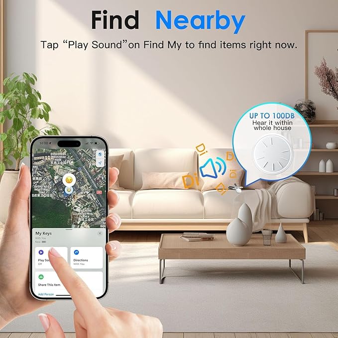 Tracker Tags-4 Pack, Item Tracker with Waterproof Case for Your Keys, Wallet etc, Luggage Tracker Works with Find My APP (iOS Only)