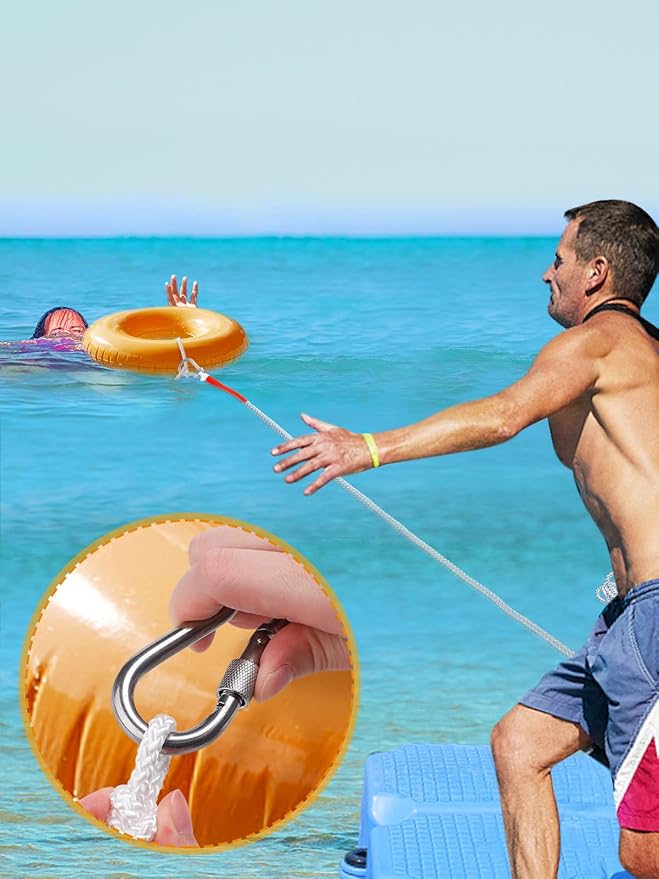 Water Floating Lifesaving Rope - Professional Throwing Pool Life Preserver Rope Line for Swimming Small Kayak Inflatable Boat