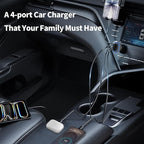USB C Car Charger, Meagoes 4 Ports 90W Super Fast Charging, Dual 45W USBC & QC3.0 USB 12V Cigarette Lighter Adapter for iPhone 17 Air 16 15 iPad Tablet Google, Samsung S26 Android Type C Cell Phone