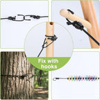 2 Pcs Camping Clothesline Portable 12 Clothespins, Camping Accessories Travel Clothesline for Outdoor Indoor, Retractable Clothes Line Elastic Clothesline, Windproof for Travel Camping Indoor Use