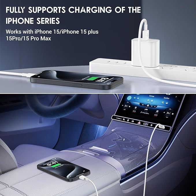 QZIIW 4 Pack USB C Fast Charging Cable 6 FT for iPhone 17 16 15/17 16 15 Pro/17 16 15 Pro max/16 15 Plus,USB A to USB C Car Carplay Cord for Galaxy S25 S24, i Pad Pro 12.9/11,Air 5th/4th Gen