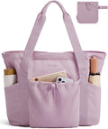 BAGSMART Foldable Tote Bag with Drawstring Bag, Tote Bag Shoulder Bag Top Handle Handbag for Travel, Work, Beach, Gym