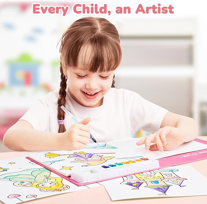 JoyCat Paint with Water Coloring Books for Toddlers, Watercolor Painting Sets for Kids Ages 3-5 4-8, Arts and Crafts Drawing Activities Toy Birthday Gifts for Boys Girls (Magical Pony)