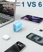 90W GaN USB C Charger Block [2 Pack], 6-Port USB C Wall Charger Fast Charging 45W PD Power Adapter for MacBook Air/iPad Pro/iPhone 17 Pro Max/Samsung Galaxy S24 Ultra/Tabs for Home Travel