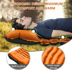 FUN PAC Camping Sleeping Pad, Ultralight Camping Mat with Pillow Built-in Foot Pump & Pillow, Upgraded Compact Camping Air Mattress for Tent, Backpacking-Orange