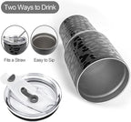 D·S 30oz Black Leopard Tumbler Stainless Steel Insulated Travel Mug with Straw Lid Cleaning Brush