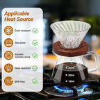 Coffee Pour Over 13.5oz 400ml High Borosilicate Glass Pour Over Coffee Maker Set Camping Travel with 50 Pcs V60 Cone Filter Paper Hand Brew Carafe Drip Suitable for Electric Ceramic Stove
