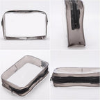 Tbestmax 10 Pcs Clear Cosmetic Bags Makeup Bags Portable Waterproof Travel Toiletry Bags Medium Organizer Matte Black, 7.5"x 4.8"x 2.3"