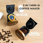 RECAFIMIL MINI Q 2-in-1 Single Serve Coffee Maker - Brew K-Cups or Ground Coffee (4-8 oz) - Compact Americano Coffee Brewer with Reusable Filter (Grey)