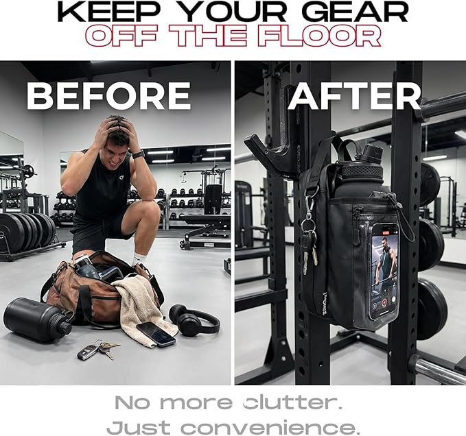 Magnetic Gym Bag Water Bottle Holder Small Gym Bag for Men, Gym Gifts, 11LB Strong Grip Waterproof 900D