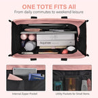 Becokan Large Tote Bag for Women Waterproof with 12 Pockets Top Zipper Closure Utility Teacher Nurse Bags for Work School
