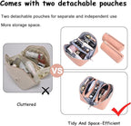 BOYATU Travel Makeup Bag Organizer Cosmetic Bag: 3 Pcs Set Make up Bags for Women with Handle - Waterproof Vegan Leather Toiletry Bags Travel Essentials Pouch with Compartments (C-05-Pink)
