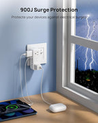 TROND 360° Rotating Wall Outlet Extender 2 Pack, 6AC Outlet Splitter with 2 PD20W USB C Charger and 2 USB A Ports, 900J Surge Protector, 3-Way Sideways Plug Adapter for Kitchen, Bathroom, Bedroom