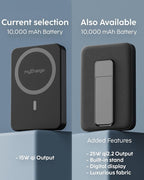 myCharge CliqAir 10000mAh Magnetic Power Bank – Ultra-Thin 0.5" Design | 15W Fast Wireless Charging | 20W PD USB-C Port | Powerful Magnetic Hold | Perfect for Travel, Work, or Everyday Use | Black