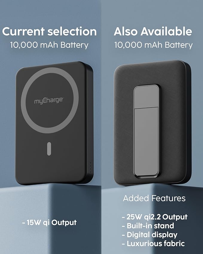 myCharge CliqAir 10000mAh Magnetic Power Bank – Ultra-Thin 0.5" Design | 15W Fast Wireless Charging | 20W PD USB-C Port | Powerful Magnetic Hold | Perfect for Travel, Work, or Everyday Use | Black