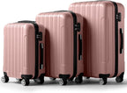 3 Piece Luggage Sets, Lightweight ABS Suitcase with 4 Spinner Wheels ＆ TSA Locks, Hardside Carry On Luggage Durable Suitcase Set for Family Travel Business - Rose Gold, 20/24/28