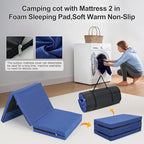 ABORON Camping Cot with 2in Memory Foam Mattress, 900LBS Heavy Duty Sleeping Cot for Adults, Extra Wide Sleeping Cot, 1200D Double Layer Oxford Cot for Camping, Guest, Office Nap