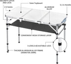Yriuat Folding Camping Table 3ft Portable Pinic Table Adjustable Height Small Card Table Aluminum Foldable Lightweight with Carry Handle for Outdoor Indoor Hiking Camp BBQ Beach