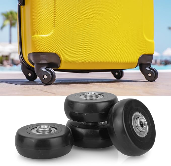 Zoofen 42 x 18mm Luggage Replacement Wheels 4 Pcs - Rubber Suitcase Wear-Resistant Repair Wheels