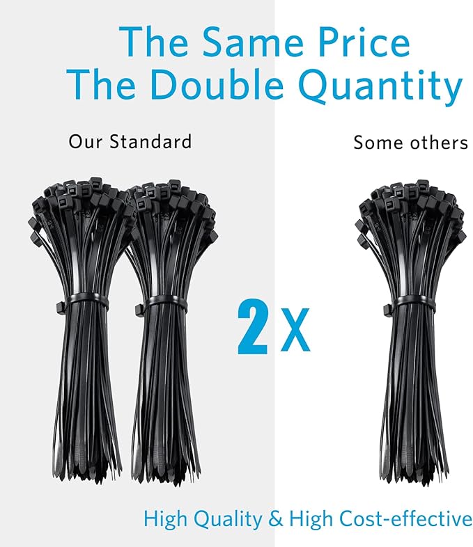 Zip Ties 4 inch, Small Zip Ties with 18 lb Tensile Strength, Black, 5000 Pack, by Tantti Supply