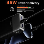 JUOVI J2621 Power Bank Portable Charger 20000mAh 45W, PD3.0 QC 4.0 Fast Charging Battery Pack with LED Display,2 USB-C,2 USB-A for iPhone 15 16, MacBook