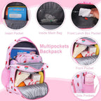 RHCPFOVR Kids Backpack for Girls - Girls Backpack 3-8 Ages Strawberry for Kids 15 Inch School Bookbag for Kindergarten Elementary School Bookbag for Girl 1st 2nd Grade