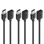 Cable Matters 3-Pack Short USB Extension Cable - 3ft, Male to Female USB Extender Cable, USB2.0 Extension Cord, 480Mbps, Black