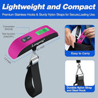Digital Hanging Luggage Scale with Backlit for Travel, Portable Handheld Suitcase Weight Scale with Hook, 110 Pounds, Battery Included