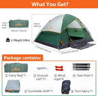 ASFANES Sundome Camping Tent with Rainfly, 2/4/6/10 Person Tent Sets Up in 10 Mins, Weatherproof Shelter for Camping, Festivals, Backyard, Sleepovers, & More