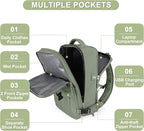 coofay Travel Backpack For Women Men Airline Approved Carry On Backpack Flight Approved Waterproof Sports Luggage Backpack Casual Daypack Small Hiking Backpack Grey Green