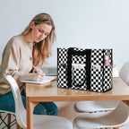 Becokan Large Tote Bag for Women Waterproof with 12 Pockets Top Zipper Closure Utility Teacher Nurse Bags for Work School
