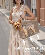 Pecute Dog Purse Carrier, Dog Carrier with Pockets for Small Dogs, Fits Dogs 5 lbs to 9 lbs, Cat and Puppies Tote Bag, Outing, Travel, Vet, Khaki