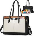 Laptop Bag for Women with Insulated Lunch Compartment 15.6 Inch Pu Leather Work Tote Computer Briefcase Bag for Office