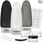 Dot&Dot Leak Proof Travel Bottles - Tubes for Liquid TSA Approved 3oz 10pc Silicone Toiletries Travel Shampoo & Conditioner Containers with Labels