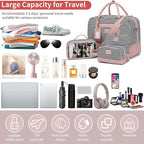 Wogarl 4PCS Weekender Bags for Women Large Overnight Weekend Travel Duffel Carry on Shoulder with Shoe Compartment Canvas Toiletry Bag for Travel Business Gym