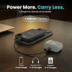 5K Magnetic Power Bank, Black, Qi2 Certified 15W Wireless Charger, LCD Display, Ultra-Slim Solid-State Battery Pack for iPhone 17/16, Lightweight Travel, Everyday Use USB-C Portable Charger