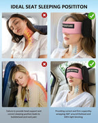 Travel Pillows for Airplanes, Airplane Pillow for Long Flights Sleeping with Eye Mask, 360° Support Plane Head Strap Travel Essentials for Air Travel Sleep Neck Upright, Stop Head Nodding(Pink)