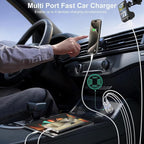 USB C Car Charger, Bangfun 65W 4 Port Dual 12V USB C & USB A Car Cigarette Lighter Adapter QC/PD 30W Fast Charge Car Phone Charger for iPhone 16 15 14 13 12 iPad Pro,Samsung,Pixel(Silver)
